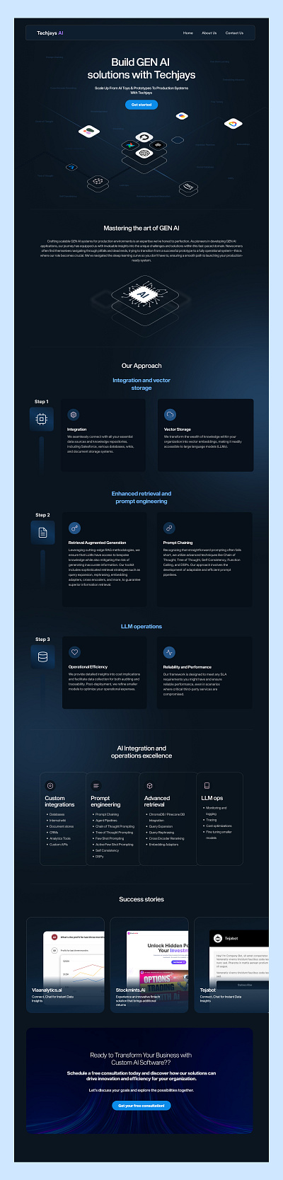 Buid GenAi Solution with Techjays - Landing page branding design typography ui ux