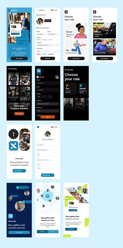 Stuardly Sample screens for proposals design typography ui ux