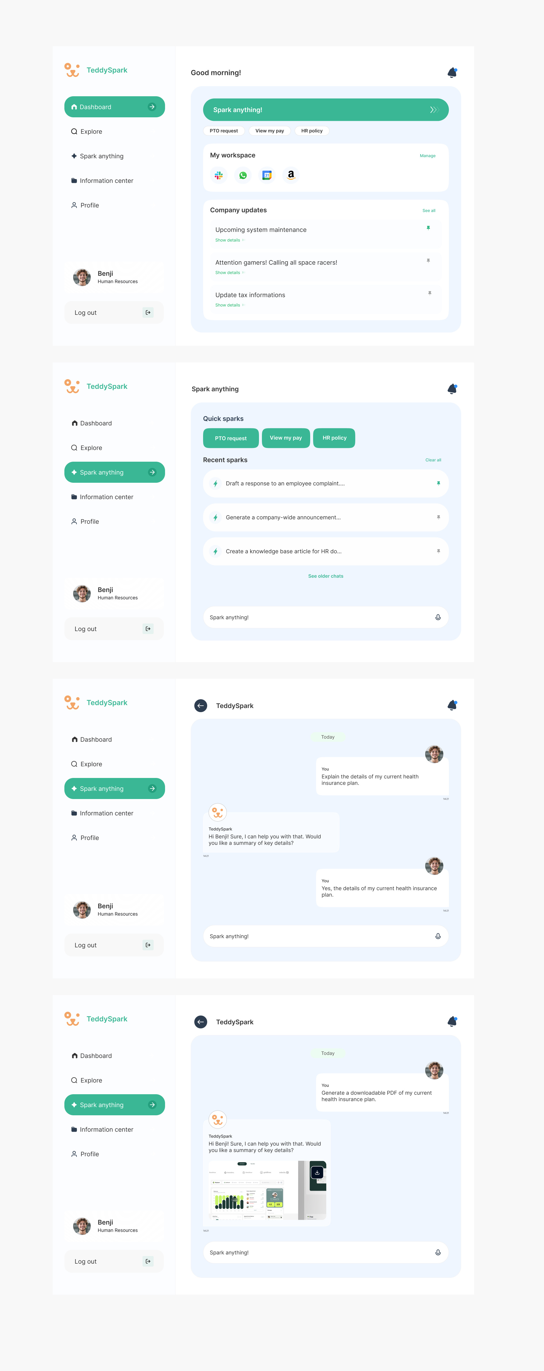 Teddy Spark - PWA Desktop version branding design typography ui ux