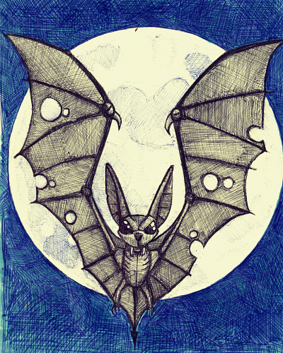 Halloween scratch ballpoint bat halloween horror illustration