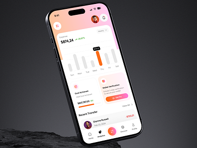 personal bank wallet app & UI UX Design app bank cleen credit card mobile app finance financial fintech mobile app modern design personal tranesfer ui ux wallet