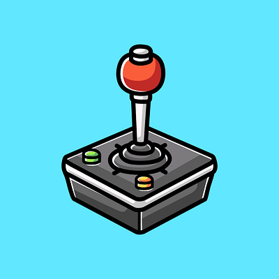 Retro Joystick Doodle Cartoon Illustration cartoon entertainment toy vector