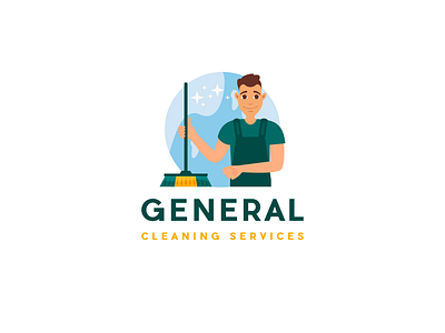 Cleaning Services Logo charecter logo cleaning company cleaning logo cleaning service cleaning supplier logo commercial cleaning services logo logo design muscot logo