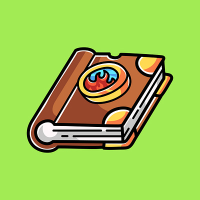 Spell Book Doodle Cartoon Illustration retro