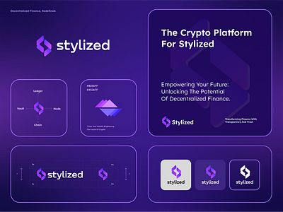 Stylized Crypto logo blockchain branding crypto defi design gradient ico identity lettering logo nft pattern saas token