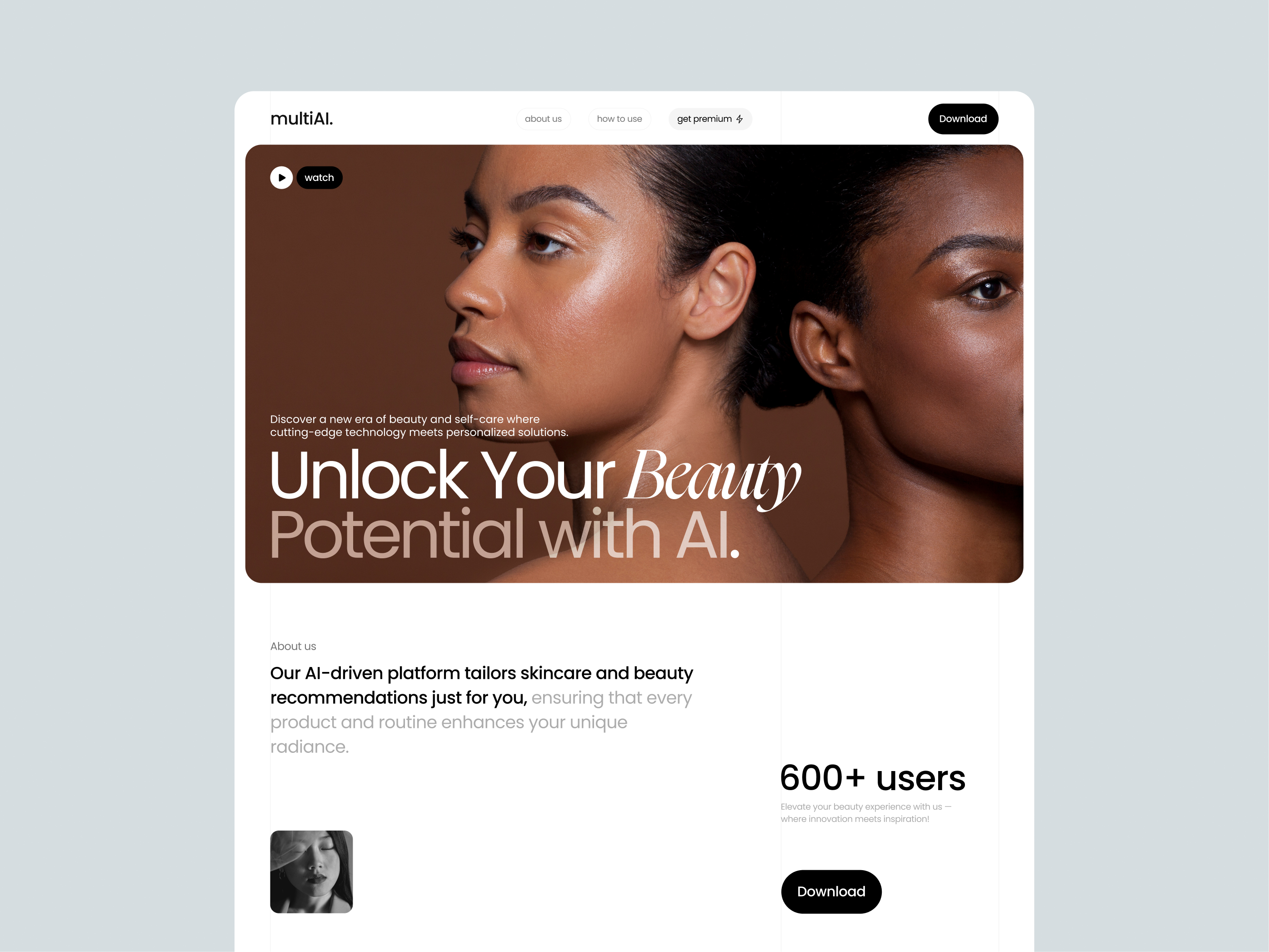 Beauty AI Web Concept ai beauty bento hero section ui uiux web web design