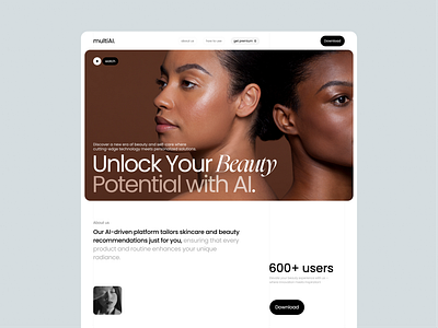 Beauty AI Web Concept ai beauty bento hero section ui uiux web web design