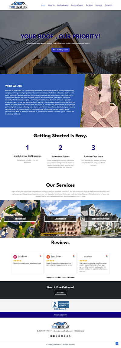 Roofing Services Orlando Website Design ui website design