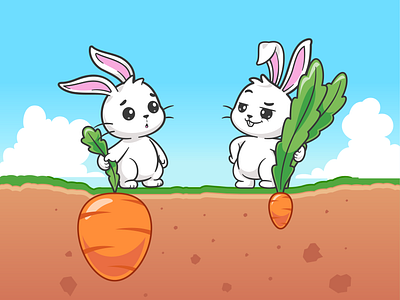 Rabbit🐰🥕 animals big branding carrot cartoon cute doodle flat garden icon illustration logo motivation pet plant quotes rabbit small