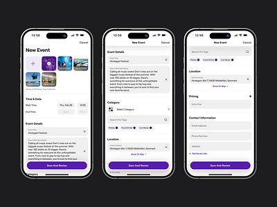 New Event app design ui ux