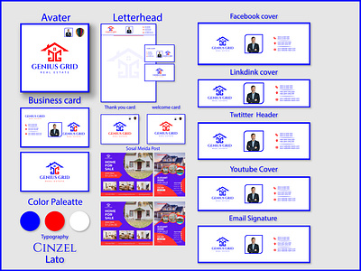 GENIUS GRID Real Estate Logo Full Branding Kit . branding kit building logo corporate logo graphic design property logo design real estate brand design real estate investment real estate logo real estate logo branding reality logo design