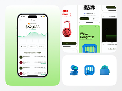 Crypto Wallet Mobile App | Bento Grid banking app binance blockchain app crypto crypto exchange app crypto wallet app finance app fintech app investment online banking wallet wallet app web3