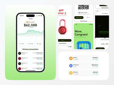 Crypto Wallet Mobile App | Bento Grid banking app binance blockchain app crypto crypto exchange app crypto wallet app finance app fintech app investment online banking wallet wallet app web3