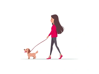 Woman walking with her baby dog - Vector Illustration app baby branding design dog graphic design home illustration lifestyle logo modern pet pet love vector web woman