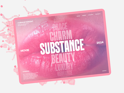 Movie Substance - Fashion Experimental Modern Website Design case study clean coralie fargeat dailyui fashion kirikov modern movie pink substance trend typography ui uiux ux web design website website design website designer website layout