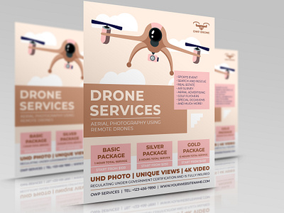 Drone Services Flyer Template Vol.2 business design drone events flight flyer illustration leaflet party photography planner poster video wedding