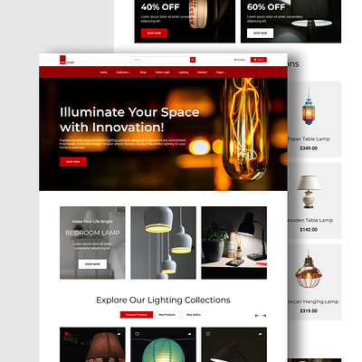 RED MARK - Modern Lighting Website clean design dark mode website design inspiration desktop mobile elegant web design factory website figma web design industrial design interactive design lighting products lighting website minimalist layout modern web design product display responsive design responsive layout seamless ux uxui design web interface website showcase