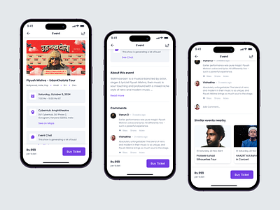 Remaining Screens of GoEvently app design ui ux