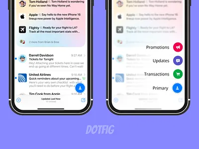 iOS 18 mail app iteration app blue design email icons ios mail ui ux