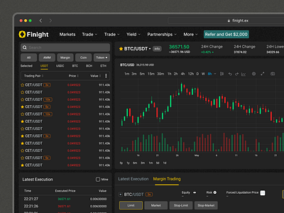 Finight Exchange currency dark exchange finance ui web