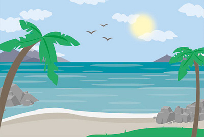 BEACH ILLUSTRATION beach illustration palmtrees sea