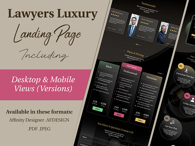 Lawyers Luxury Landing Page App Advertisement | UI UX Design advertisement affinity designer animation app design attorney gif infographics landing page lawyer luxury mobile app page design promotional page training app ui design uiux user experience user interface ux design web design