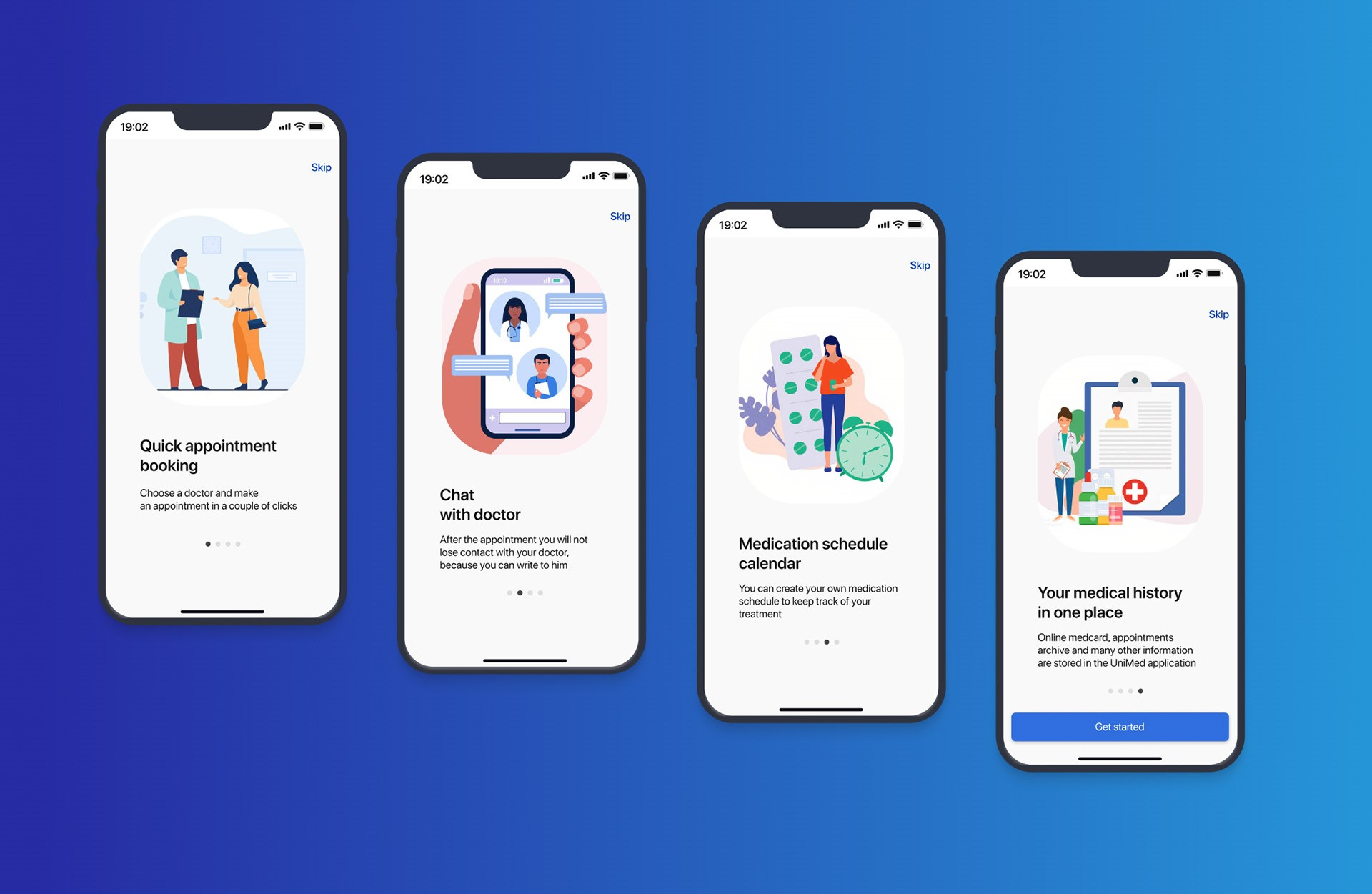 Onboarding - UniMed App description design image layout mobile typography ui ux