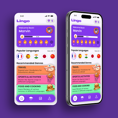 Day 6/100 - Language Learning App UI 3d branding graphic design ui