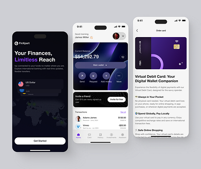 FinXpert - Mobile Finance Application app design banking banking app design finance finance app finance mobile app fintech fintech app fintech mobile app mobile app mobile app design money management ui ui design uiux uiux design user experience design ux