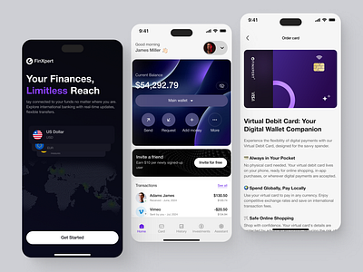 FinXpert - Mobile Finance Application app design banking banking app design finance finance app finance mobile app fintech fintech app fintech mobile app mobile app mobile app design money management ui ui design uiux uiux design user experience design ux