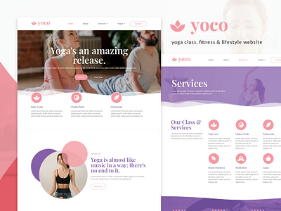 Website for Yoga Class - YOCO class design elegant elementor fitness graphic design lifestyle ui uiux web website yoga