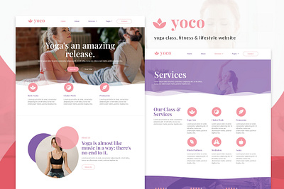 Website for Yoga Class - YOCO class design elegant elementor fitness graphic design lifestyle ui uiux web website yoga