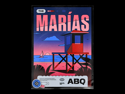 The Marías – ABQ 70s animated artwork animated poster bashbashwaves beach boat cabin chill clouds leaves motion design palms playlist poster relax romantic sand sunset sweet the marias