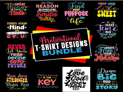 Motivational T-Shirt Designs Bundle branding design graphic design illustration motivational t shirt typography vector