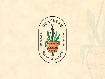 Feathers Ferns & Fibers Logo art logo design feathers logo fibers logo graphic design hanging planter illustration logo logo design macrame logo plants logo