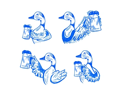 Blue Wing Duck Brewery Icon Sketches beer bird branding brewery character cheers craftbeer design duck icon identity logo mark mascott mug prost sketch stein symbol wing