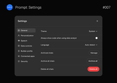 Daily UI #007: Settings daily ui prompt settings ui