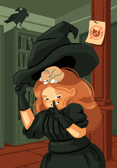 You saw nothing autumn cat flat illustration halloween illustration library witch