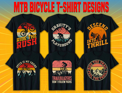 Mountain Bicycle (MTB) T-shirt Designs adobe illustrator bicycle bicycle t shirt bike biker bikers cycling cyclist design illustration mountain mountain bicycle mountain bike mountain illustration mtb shirt t shirt thrill tshirt vector