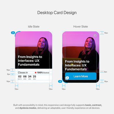 Card Design Breakdown: Optimizing for Usability accessibility android app cards contrast corner radius design desktop dyslexia hover ios margins measurements mobile paddings ui user experience ux