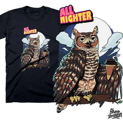 All Nighter - T shirt Design branding character design graphic design illustration merchandise t shirt print