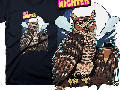 All Nighter - T shirt Design branding character design graphic design illustration merchandise t shirt print