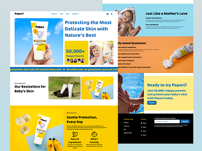 👶🏻 Popori Baby's Skincare Homepage baby baby product commerce e commerce home homepage interface kids kids product landing page online shop shopify shopify design skincare ui web design website website design