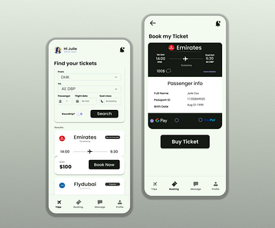 Book you air-ticket ui app appui ui ux