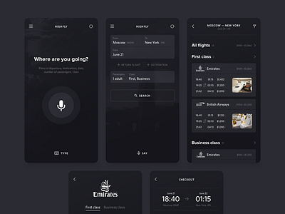 Highfly app app booking mobile tickets travel ui