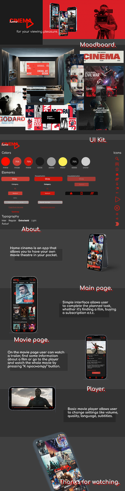 Home Cinema - online movie theatre design concept | UX / UI app concept design ui ux