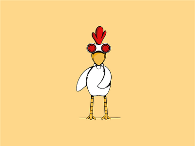 X-Ray Chicken art bold colours doodle illustration procreate art thin lines x ray x ray chicken x ray glasses