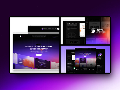 Web Design & Branding Reiya Studio agency bento bento design branding design figma design framer logo no code purple design studio design web design