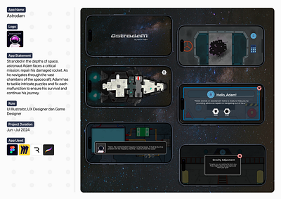 Astrodam Game game illustration ui design ux design app ux game