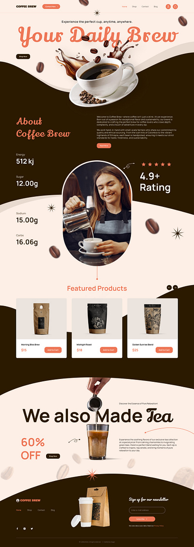 Coffee Brand Webpage UI animation branding coffee website graphic design landing page logo shopify shopify website design ui ui designer uiux uiux designer webdesigner weblayout webpage website design